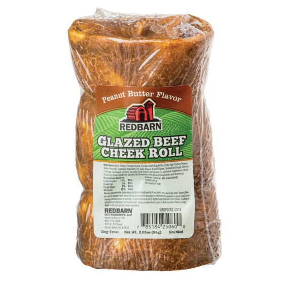 REDBARN GLAZED CHEEK BEEF ROLL SMALL/MEDIUM DOG - PEANUT BUTTER FLAVOUR