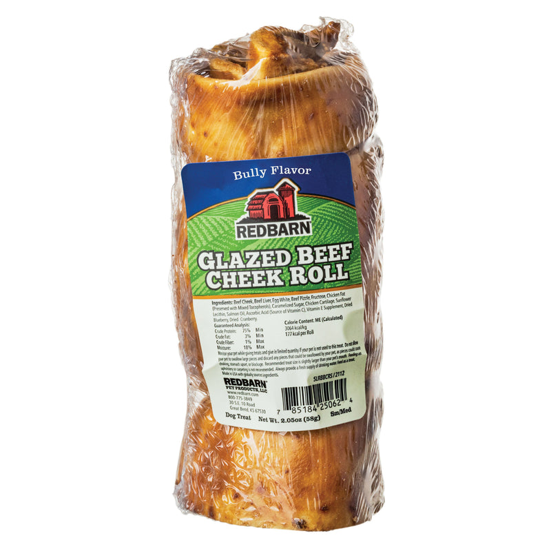 REDBARN GLAZED BEEF CHEEK ROLL SMALL/MEDIUM DOG - BULLY FLAVOUR