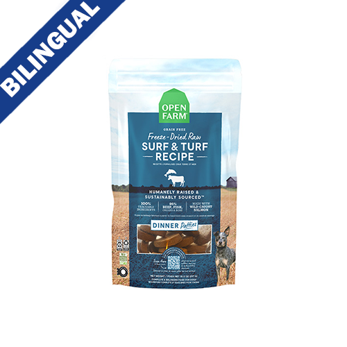 OPEN FARM SURF & TURF FREEZE-DRIED RAW PATTIES FREEZE-DRIED DOG FOOD 17.5OZ