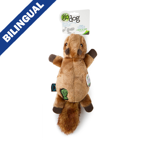 GODOG FLATZ FLATTIE SQUIRREL LARGE DOG TOY