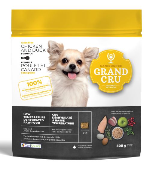 CANISOURCE GRAND CRU LOW TEMPERATURE DEHYDRATED RAW GRAIN FREE CHICKEN & DUCK FORMULA DOG FOOD 500G
