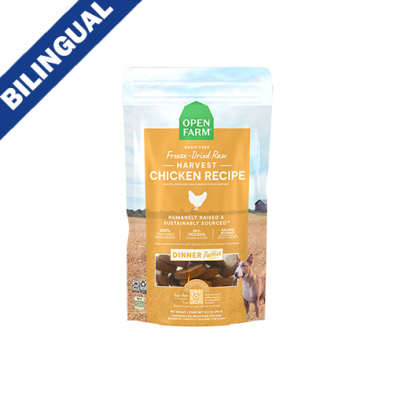 OPEN FARM HARVEST CHICKEN FREEZE-DRIED RAW PATTIES FREEZE-DRIED DOG FOOD 10.5OZ