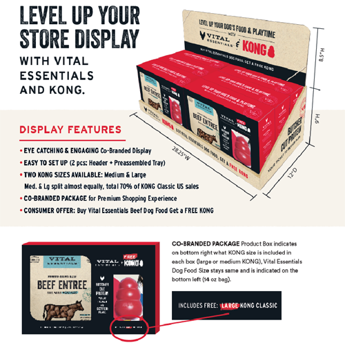 VITAL ESSENTIALS BEEF MINI NIBS 14OZ + KONG CLASSIC MEDIUM