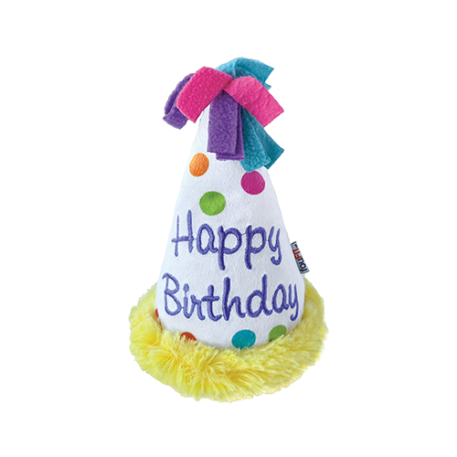 FOUFOUBRANDS FOUFIT BIRTHDAY HAT CRINKLE UNISEX 6" PLUSH DOG TOY