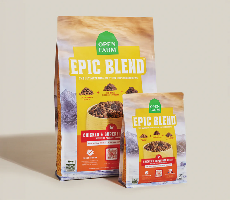 OPEN FARM EPIC BLEND CHICKEN & SUPERFOOD RECIPE DRY DOG FOOD 18LB