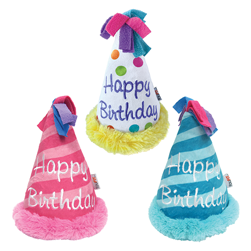 FOUFOUBRANDS FOUFIT BIRTHDAY HAT CRINKLE UNISEX 6" PLUSH DOG TOY