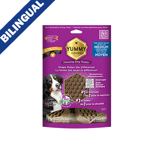 YUMMY COMBS WITH REAL CHICKEN FLOSSING DOG TREATS MEDIUM 12OZ