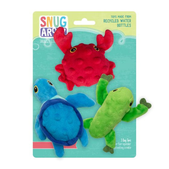 SNUGAROOZ LIL OCEAN BUDDIES, TURTLE, CRAB & FROG DOG 3PK 3"