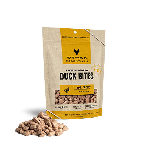 VITAL ESSENTIALS FREEZE-DRIED DUCK BITES DOG TREATS 5.5 OZ