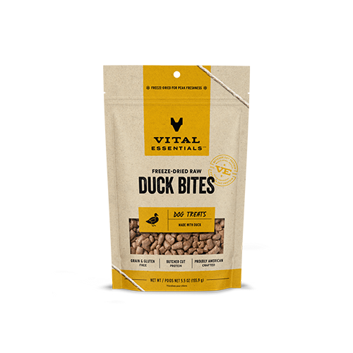 VITAL ESSENTIALS FREEZE-DRIED DUCK BITES DOG TREATS 5.5 OZ