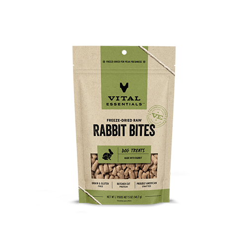 VITAL ESSENTIALS FREEZE-DRIED RABBIT BITES DOG TREATS 5 OZ