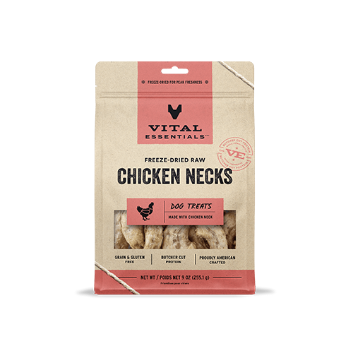 VITAL ESSENTIALS FREEZE-DRIED RAW CHICKEN NECKS DOG TREATS 9 OZ