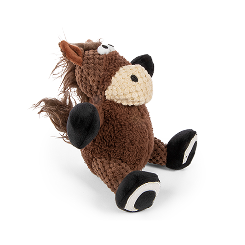 GODOG CHECKERS SITTING HORSE MEDIUM DOG TOY