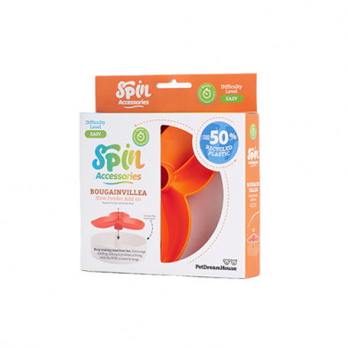 PETDREAMHOUSE SPIN INTERACTIVE SLOW FEEDER ACCESSORIES - BOUGAINVILLEA ORANGE