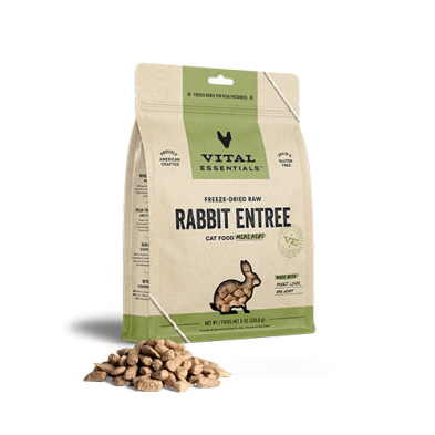 VITAL ESSENTIALS FREEZE-DRIED RAW RABBIT ENTREE CAT FOOD MINI NIBS 8 OZ