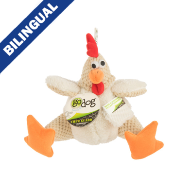 GODOG CHECKERED FAT WHITE ROOSTER DOG TOY SMALL