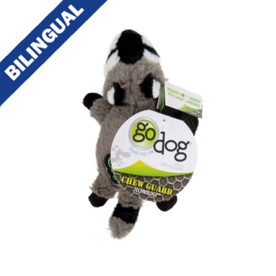 GODOG FLATZ FLATTIE RACCOON X-SMALL DOG TOY