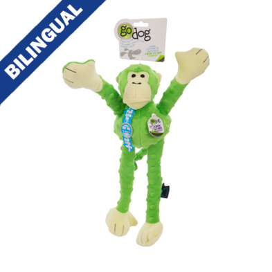 GODOG CRAZY TUGS MONKEY LIME GREEN LARGE DOG TOY