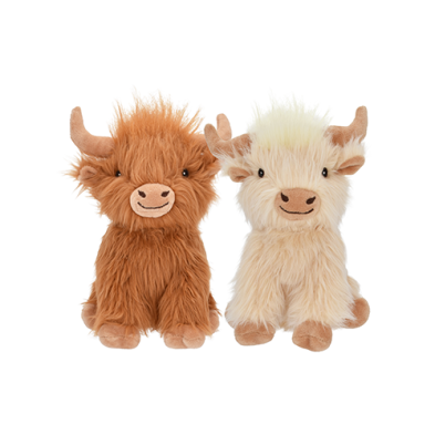 MULTIPET HIGHLAND COW ASSORTED BROWN & CREAM 8" DOG TOY