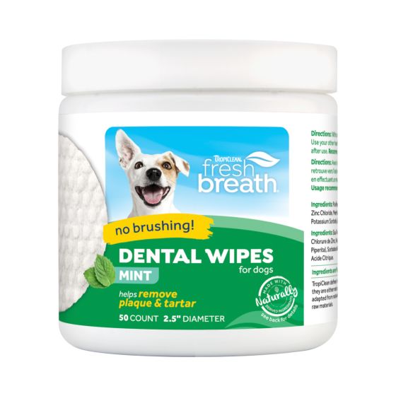 TROPICLEAN FRESH BREATH DENTAL WIPES DOG 1PC 50CT