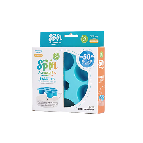 PETDREAMHOUSE SPIN INTERACTIVE SLOW FEEDER ACCESSORIES - PALETTE BLUE