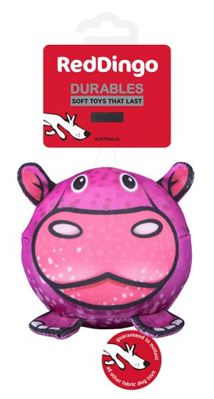 RED DINGO DURABLE PLUSH DOG TOY - HIPPO