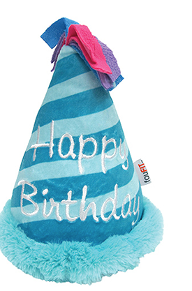 FOUFOUBRAND BIRTHDAY HAT CRINKLE PLUSH DOG TOY BLUE