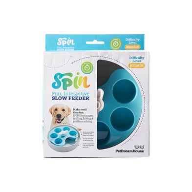 PETDREAMHOUSE SPIN INTERACTIVE SLOW FEEDER PET BOWL - PALETTE BLUE