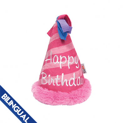 FOUFOUBRAND BIRTHDAY HAT CRINKLE PLUSH DOG TOY BLUE