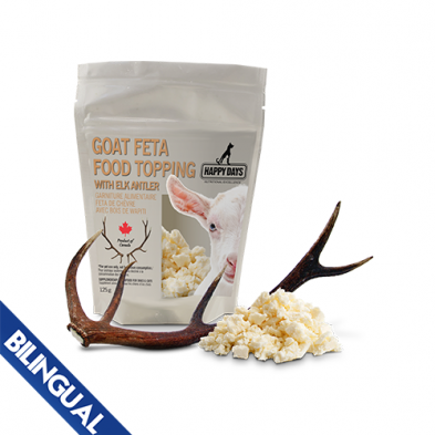 HAPPY DAYS GOAT FETA CHEESE WITH ELK ANTLER 125G FROZEN FOR DOGS & CATS