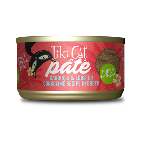 TIKI CAT GRILL PÂTÉ SARDINES & LOBSTER CONSOMMÉ RECIPE IN BROTH WET CAT FOOD 2.8OZ