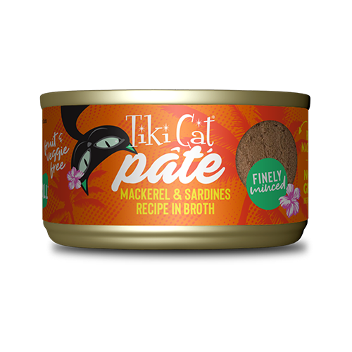 TIKI CAT GRILL PÂTÉ MACKEREL & SARDINES RECIPE IN BROTH WET CAT FOOD 2.8OZ