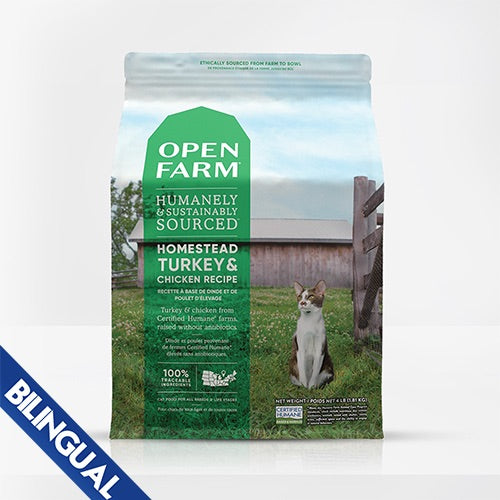 OPEN FARM HOMESTEAD TURKEY & CHICKEN DRY CAT FOOD 8LB