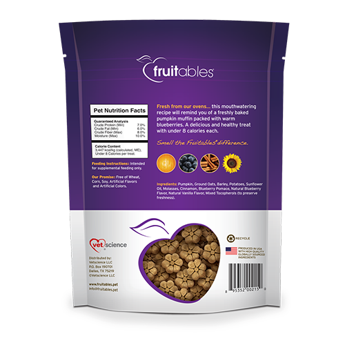 FRUITABLES PUMPKIN & BLUEBERRY FLAVOR DOG TREAT 7OZ