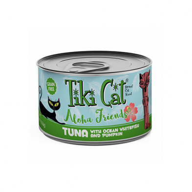 TIKI CAT ALOHA FRIENDS TUNA WITH OCEAN WHITEFISH & PUMPKIN WET CAT FOOD 5.5OZ