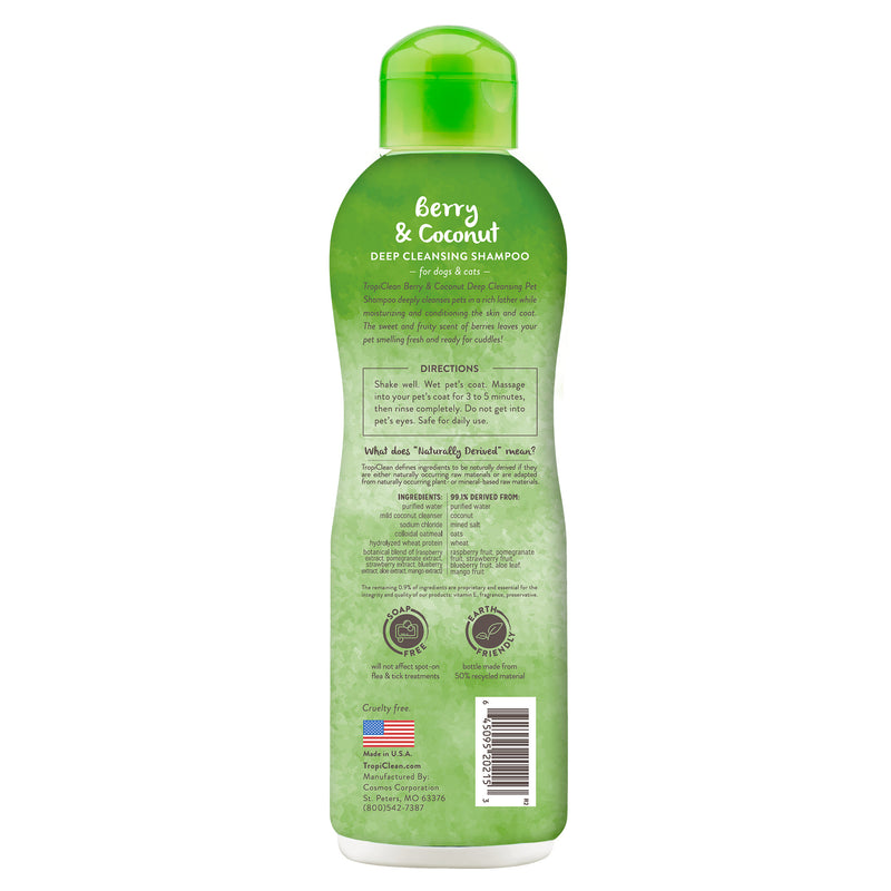 TROPICLEAN BERRY & COCONUT DEEP CLEANSING SHAMPOO FOR PETS