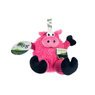 GODOG CHECKERS SITTING PIG MEDIUM DOG TOY