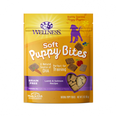 WELLNESS PUPPY BITES SOFT LAMB & SALMON RECIPE DOG TREAT 3OZ